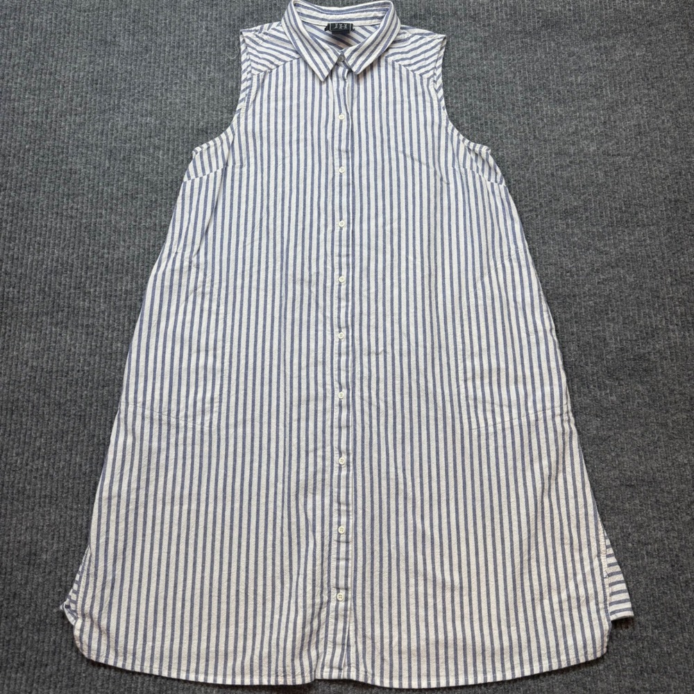 JH Collectibles Womens 8 Blue White Striped Sleeveless Cotton Shirt Dress